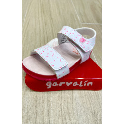 Sandalia bio Garvalin blanca con fucsia