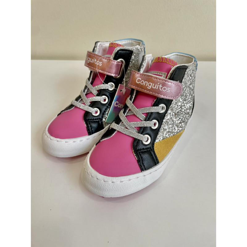 Botín deportivo Conguitos multi patchwork glitter